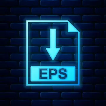 Glowing neon EPS file document icon. Download EPS button icon isolated on brick Stockillustratie