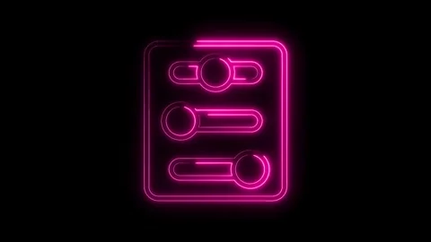 Glowing neon equalizer icon on black background animated adjustment and con.. Video stock 314539098