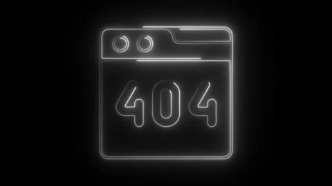 Glowing neon error page icon isolated on black background. HD Video motion .. Stock Footage 304240116
