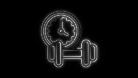 Glowing neon excercise icon isolated on black background. HD Video motion g.. Stock Footage 304144583