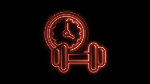Glowing neon excercise icon isolated on black background. HD Video motion g.. Video stock 304144608