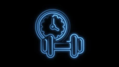 Glowing neon excercise icon isolated on black background. HD Video motion g.. Video stock 304144629