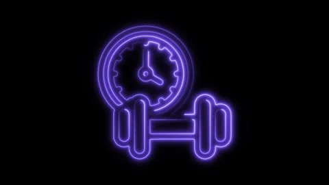 Glowing neon excercise icon isolated on black background. HD Video motion g.. Video stock 304144630