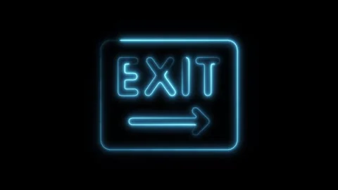 Glowing neon exit isolated on black background. HD Video motion graphic ani.. Stock Footage 303550893