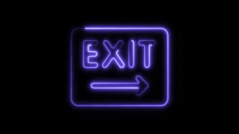 Glowing neon exit isolated on black background. HD Video motion graphic ani.. Stock Footage 303550905