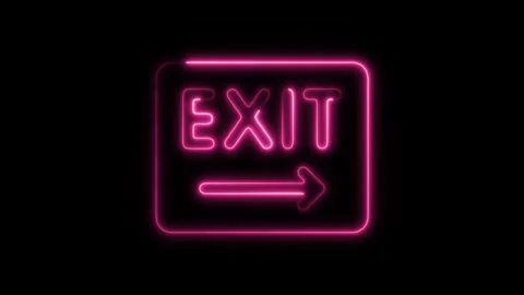 Glowing neon exit isolated on black background. HD Video motion graphic ani.. Stock Footage 303550916