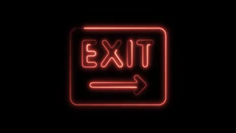 Glowing neon exit isolated on black background. HD Video motion graphic ani.. Stock Footage 303550919