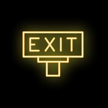 Glowing neon exit sign showing way out Ilustración de archivo