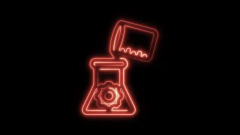 Glowing neon experiment icon isolated on black background. HD Video motion .. Stock Footage 304172267