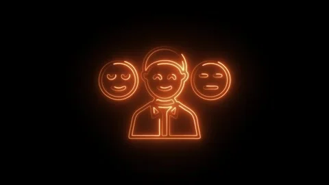Glowing neon expression icon isolated on black background. HD Video motion .. Stock Footage 304534319