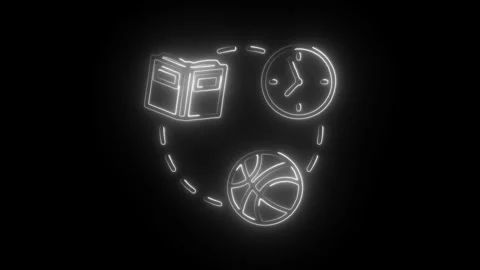 Glowing neon extracurricular icon isolated on black background. HD Video mo.. Stock Footage 304237013