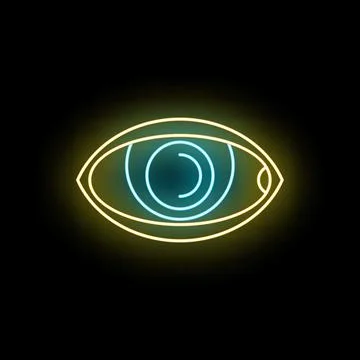 Glowing neon eye conceptualizing digital vision surveillance Illustrazione stock