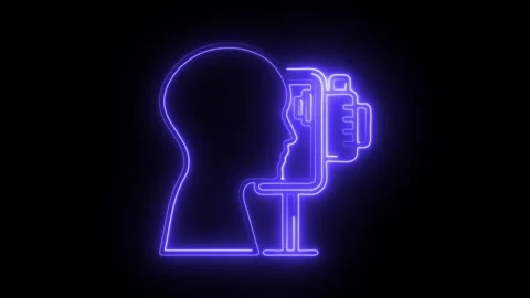 Glowing neon eye test icon isolated on black background. HD Video motion gr.. Vídeos de archivo 314641639