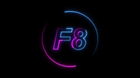 Glowing Neon F8 Symbol Inside a Circular Frame on a animated Black Backgrou.. Stock Footage 337363728