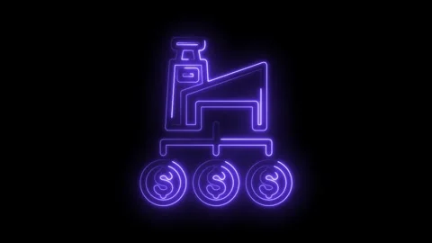 Glowing neon factory connected to dollar coins on black background represen.. Stock Footage 346009501