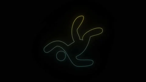 Glowing neon falling man icon on black background. Stock Footage 220216828