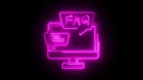 Glowing neon faq icon isolated on black background. HD Video motion graphic.. Stock Footage 314641115