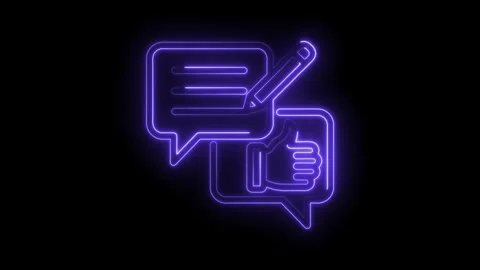 Glowing neon feedback animation represents online reviews and communication for Stock Footage 330777229