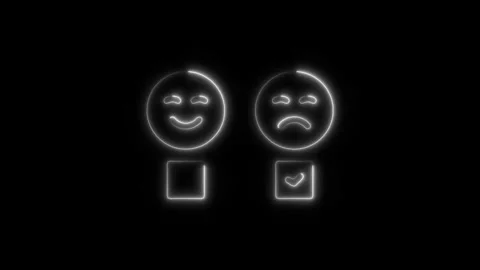 Glowing neon feedback, icon isolated on black background. HD Video motion g.. Stock Footage 304152675
