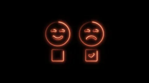 Glowing neon feedback, icon isolated on black background. HD Video motion g.. Stock Footage 304152680