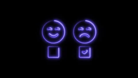 Glowing neon feedback, icon isolated on black background. HD Video motion g.. Stock Footage 304152690