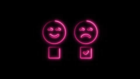 Glowing neon feedback, icon isolated on black background. HD Video motion g.. Stock Footage 304152743