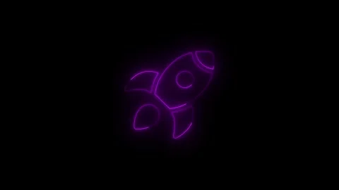 Glowing neon fighter plane icon animation video on black background. Abstra.. Stock Footage 339788921
