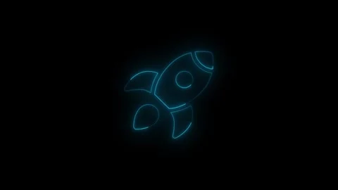 Glowing neon fighter plane icon animation video on black background. Abstra.. Stock Footage 340243249