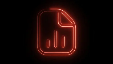 Glowing neon file chart line icon isolated on black background. HD Video mo.. Video stock 304130065