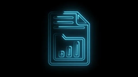 Glowing neon file folder with graph icon animation on black background Stock Footage 322975232