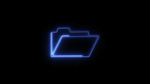 Glowing neon file folder sign. Glowing neon Folder icon isolated on black b.. Stock Footage 310180177