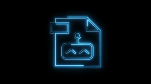 Glowing neon file icon animation showing synchronization connection data tr.. Video stock 314541013