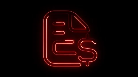 Glowing neon file-invoice-dollar icon isolated on black background. HD Vide.. Stock Footage 304131313