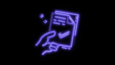 Glowing neon files icon isolated on black background. HD Video motion graph.. Stock Footage 304142188