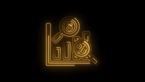Glowing neon financial analytics graph with magnifying glass over dollar sign Stock Footage 333957423