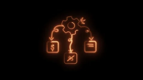 Glowing neon financial process animation on black background demonstrating .. Stock Footage 330780086
