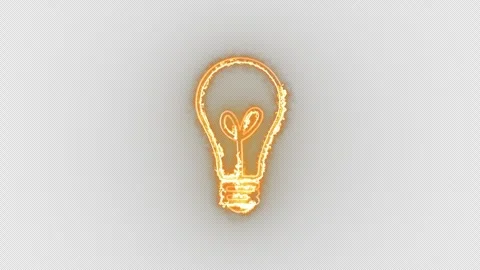 Glowing neon fire lightning bulb icon on alpha background, Abstract symbol .. Stock Footage 305241161