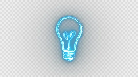 Glowing neon fire lightning bulb icon on alpha background, Abstract symbol .. Stock Footage 306373371