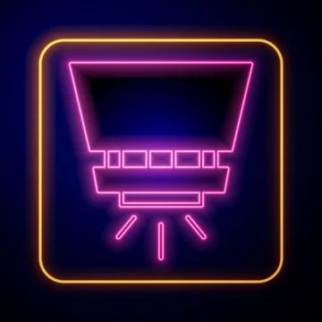 Glowing neon Fire sprinkler system icon isolated on black background. Sprinkler イラスト素材