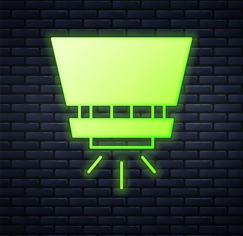 Glowing neon Fire sprinkler system icon isolated on brick wall background Stockillustratie