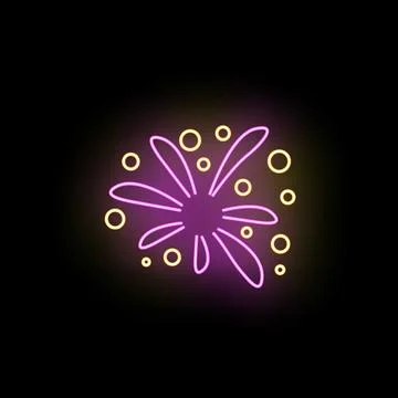 Glowing neon fireworks exploding celebrating holiday event Stockillustratie