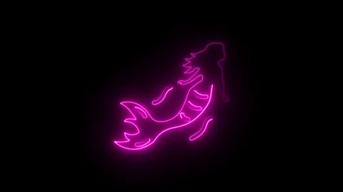 Glowing neon fish icon isolated on black background. HD Video motion graphi.. Stock Footage 314642591