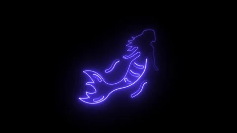 Glowing neon fish icon isolated on black background. HD Video motion graphi.. Stock Footage 314642596
