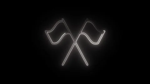 Glowing neon flags icon isolated on black background. HD Video motion graph.. Stock Footage 304238788