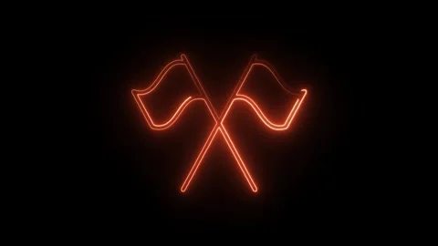 Glowing neon flags icon isolated on black background. HD Video motion graph.. Stock Footage 304238796