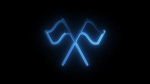 Glowing neon flags icon isolated on black background. HD Video motion graph.. Stock Footage 304238800