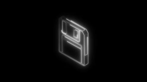 Glowing neon floppy disk icon isolated on black background futuristic techn.. Stock Footage 314705559