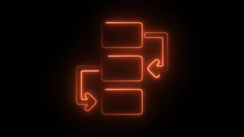 Glowing Neon Flow Chart Icon, Process Diagram and Workflow Representation, .. Stock Footage 299790463