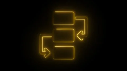Glowing Neon Flow Chart Icon, Process Diagram and Workflow Representation, .. Stock Footage 301177260