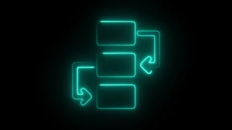 Glowing Neon Flow Chart Icon, Process Diagram and Workflow Representation, .. Stock Footage 301177275
